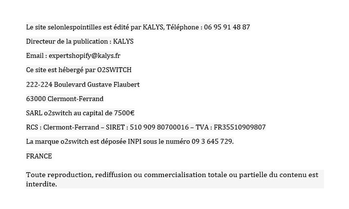 Mentions légales du site